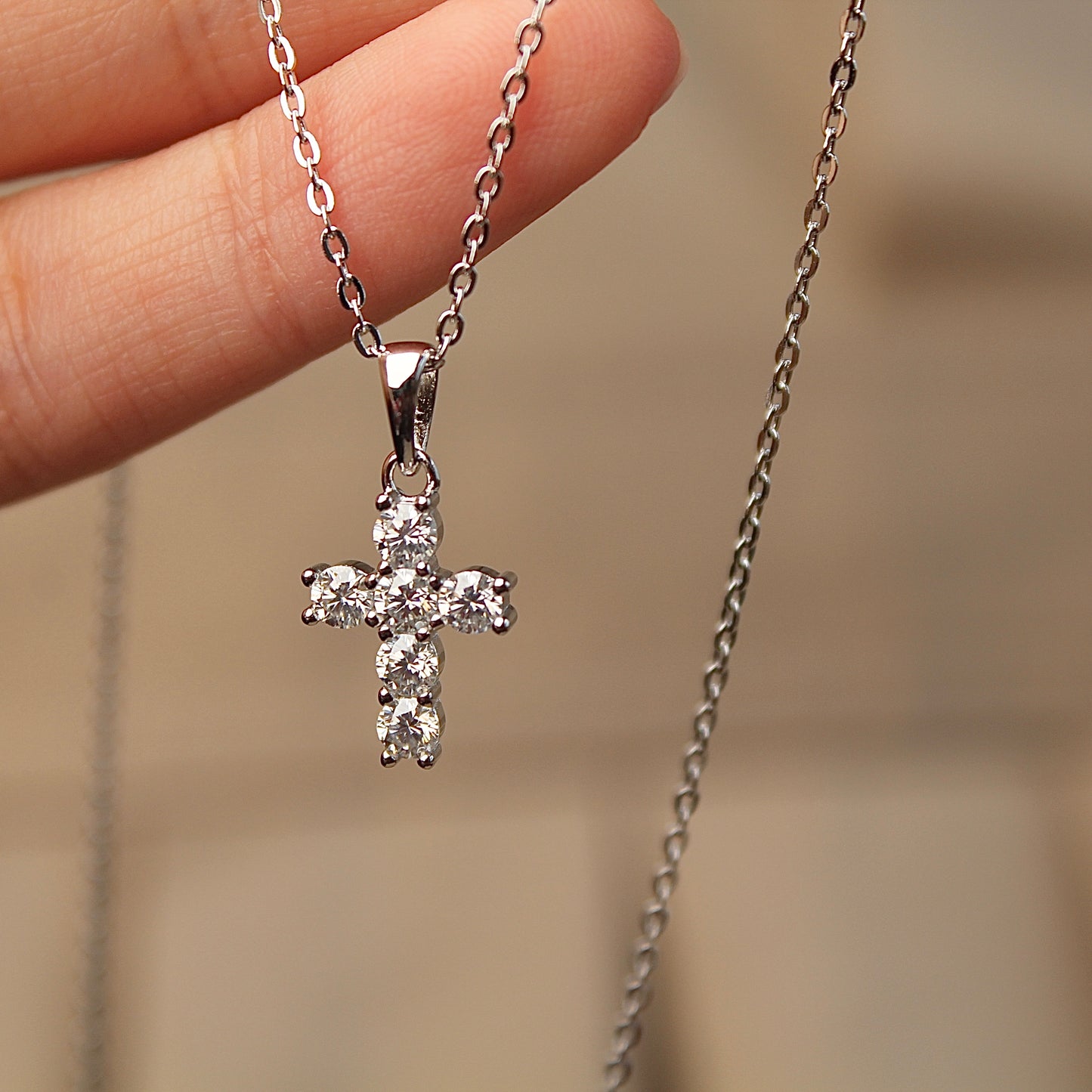 Cross Moissanite Necklace