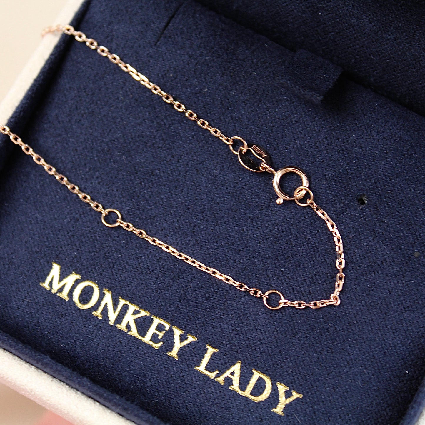 14K Solid Rose Gold Plain Chain Necklace