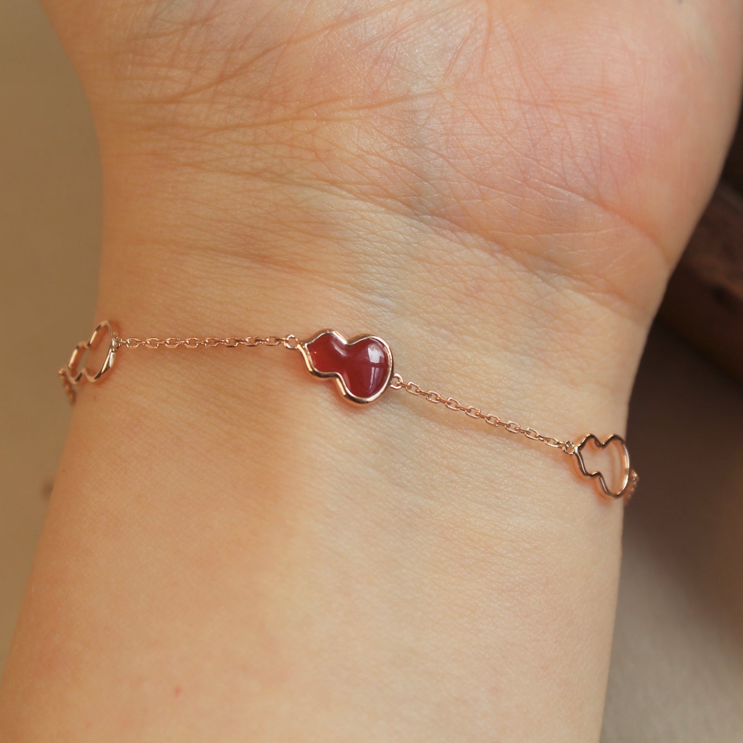 14K Solid Rose Gold Red Hulu Bracelet (Version 2)