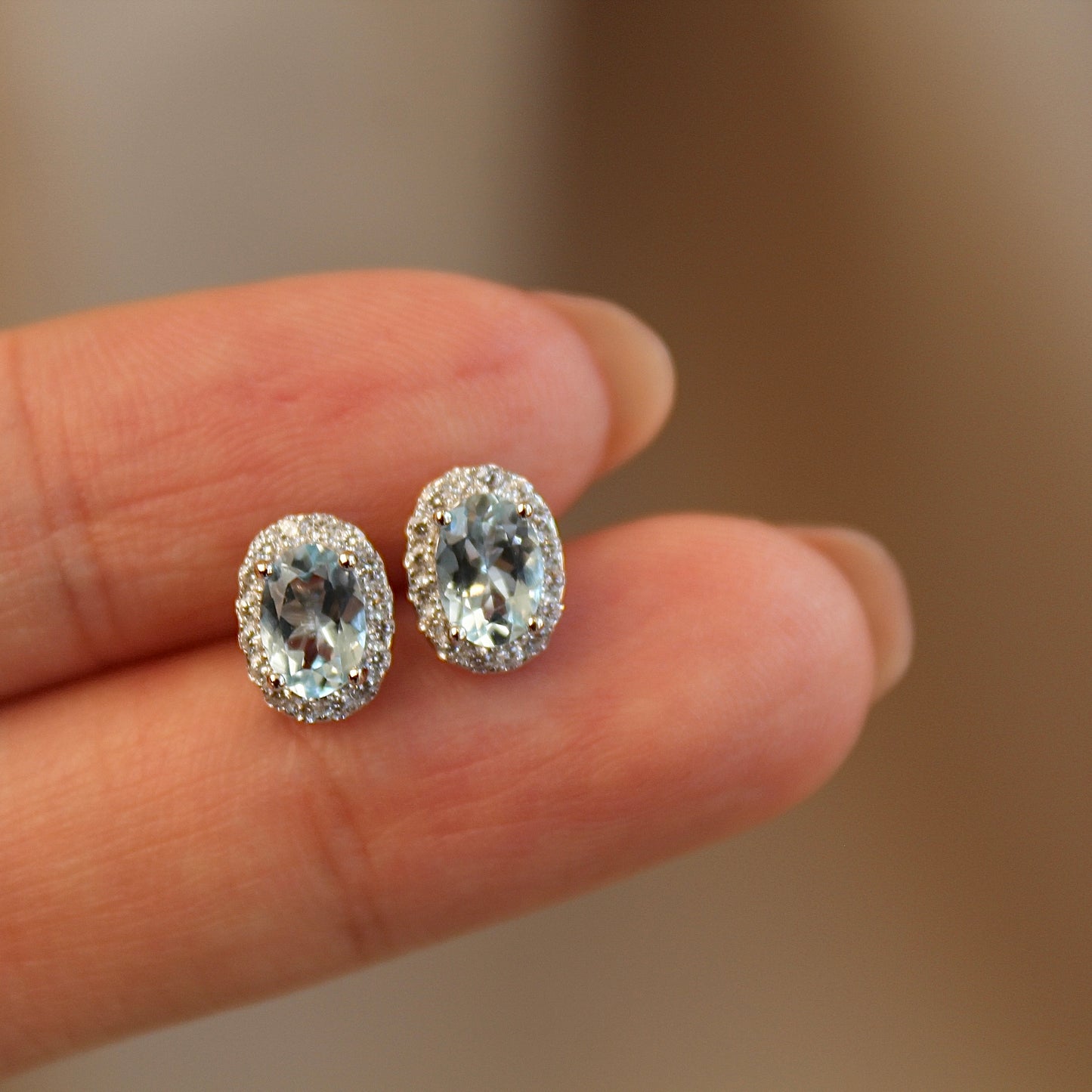 Oval Natural Aquamarine Earrings