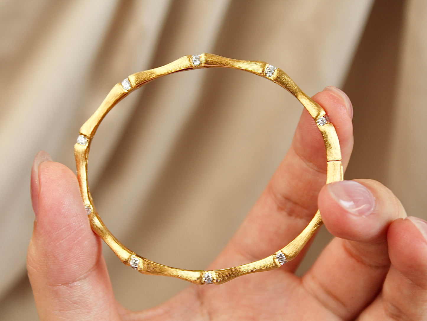 Gold Bamboo Knot Bangle Bracelet