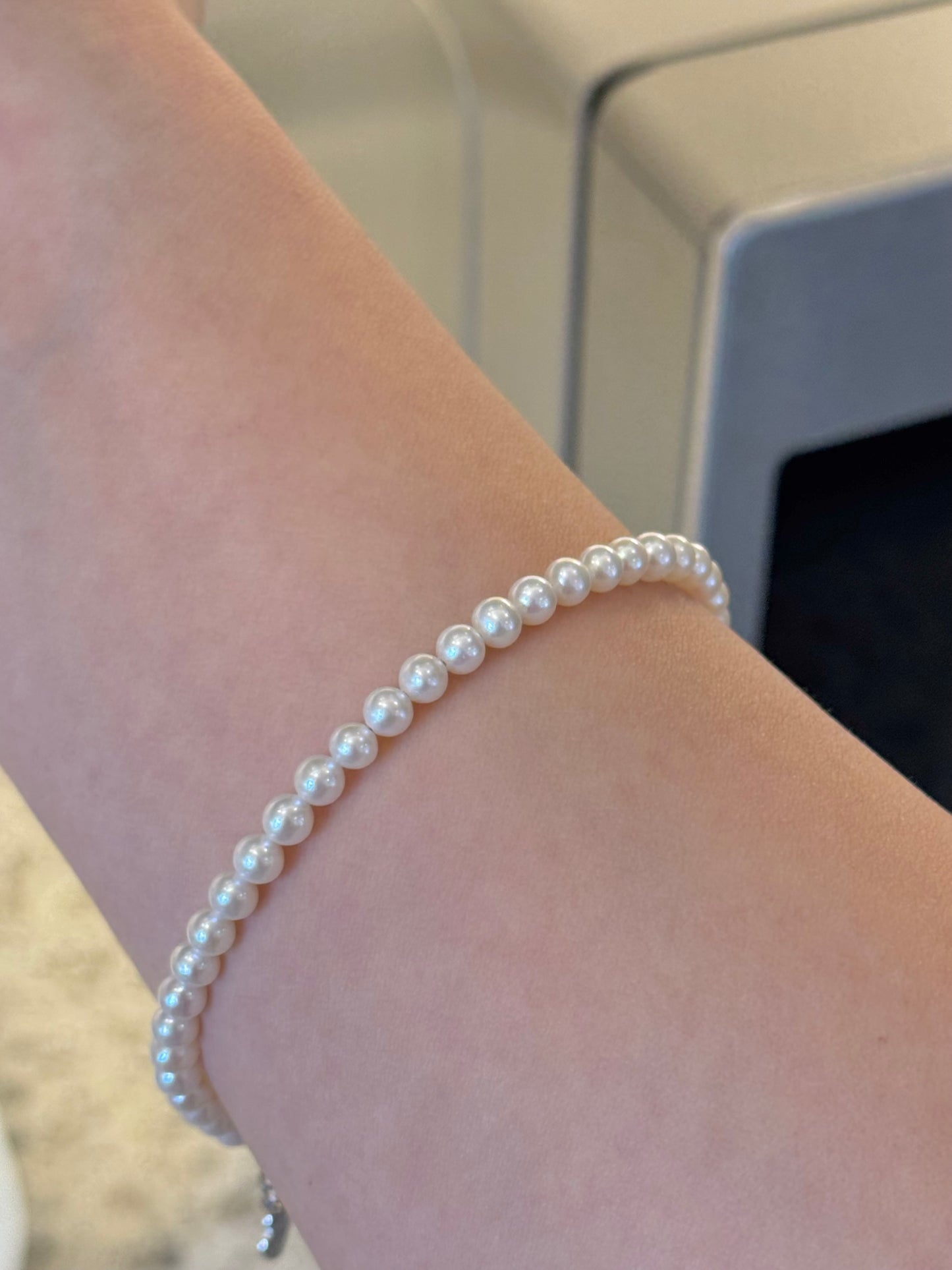 Natural Round Baby Pearl Bracelet, 3 to 4mm