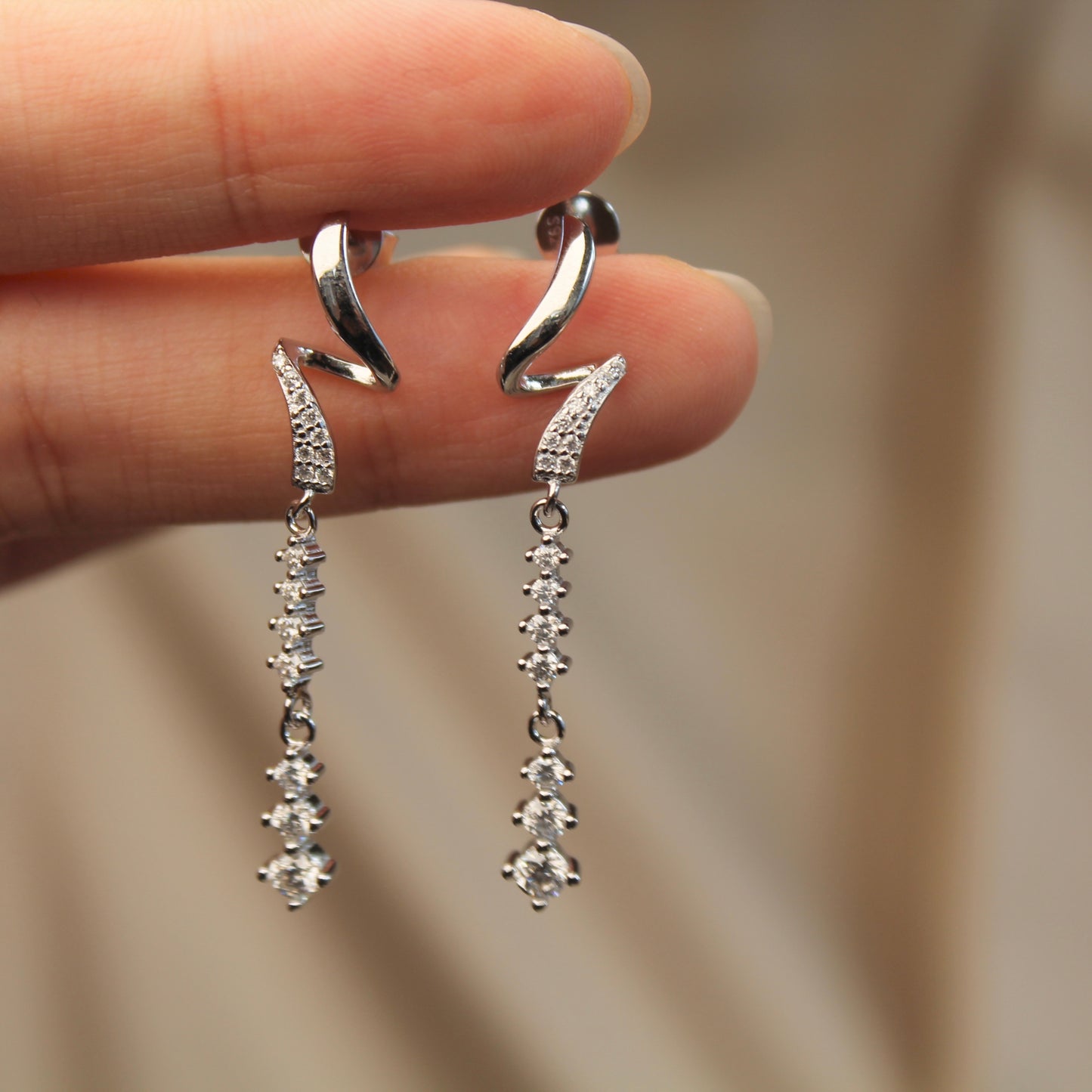 Wave Moissanite Drop Earrings
