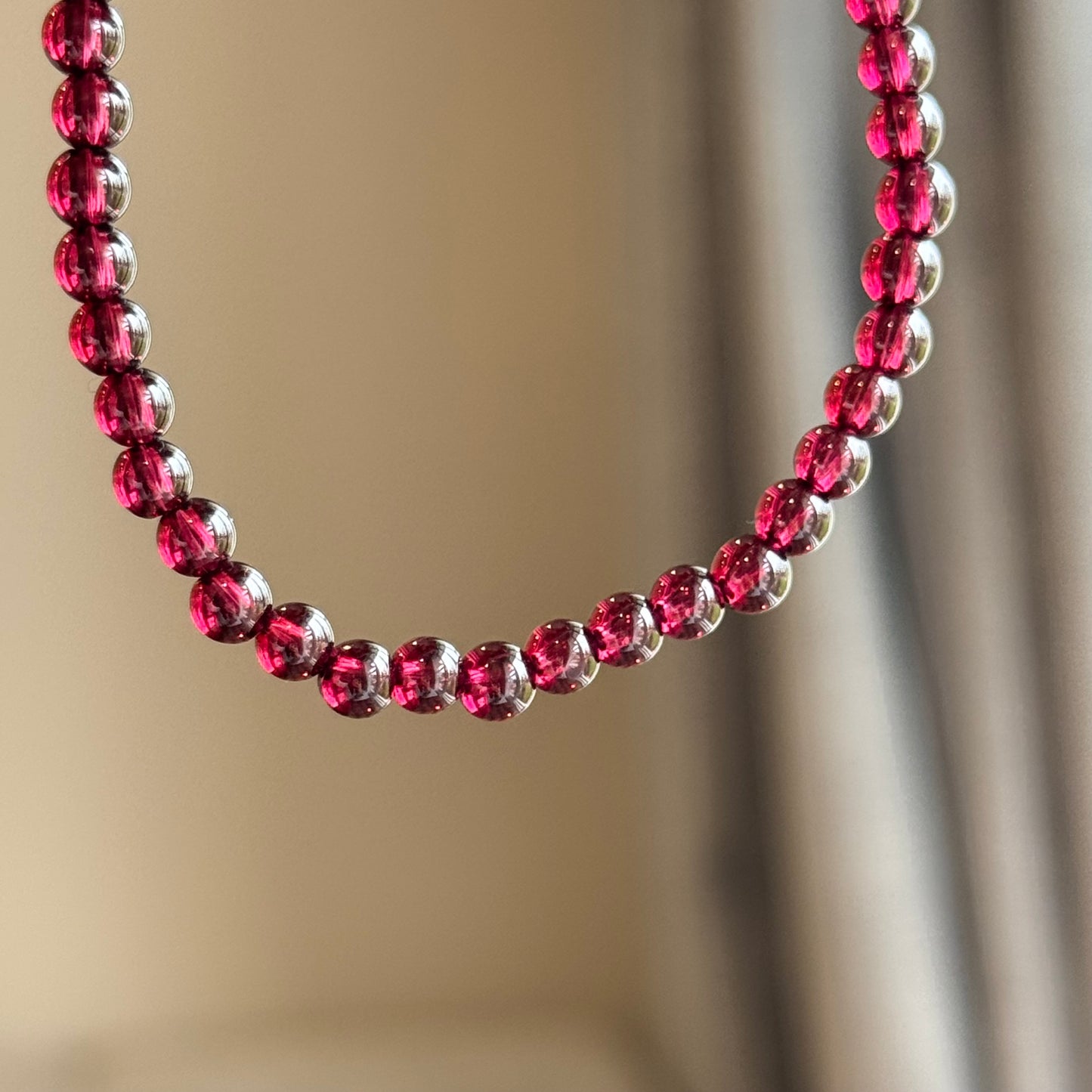 14K Solid Gold Natural Garnet Hulu Bracelet