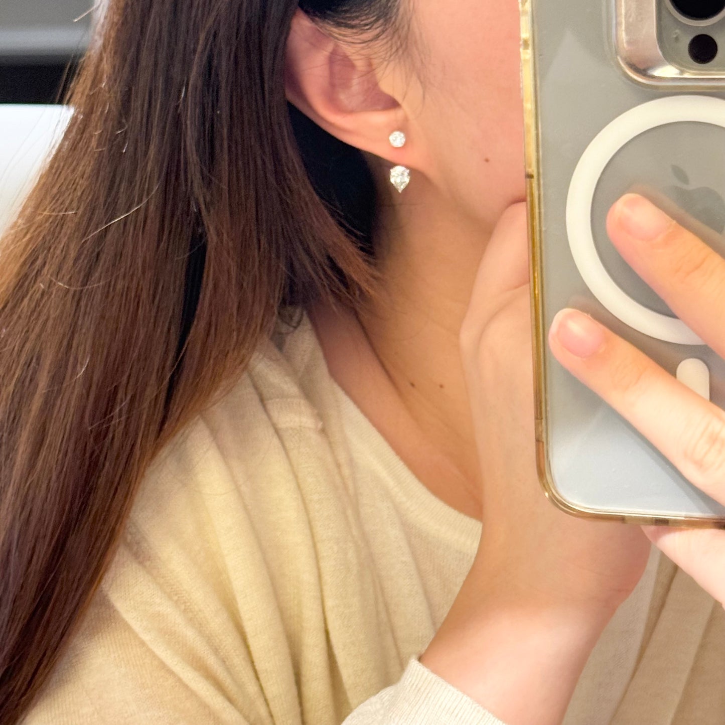 14K Solid White Gold Multi-Use Drop Earrings