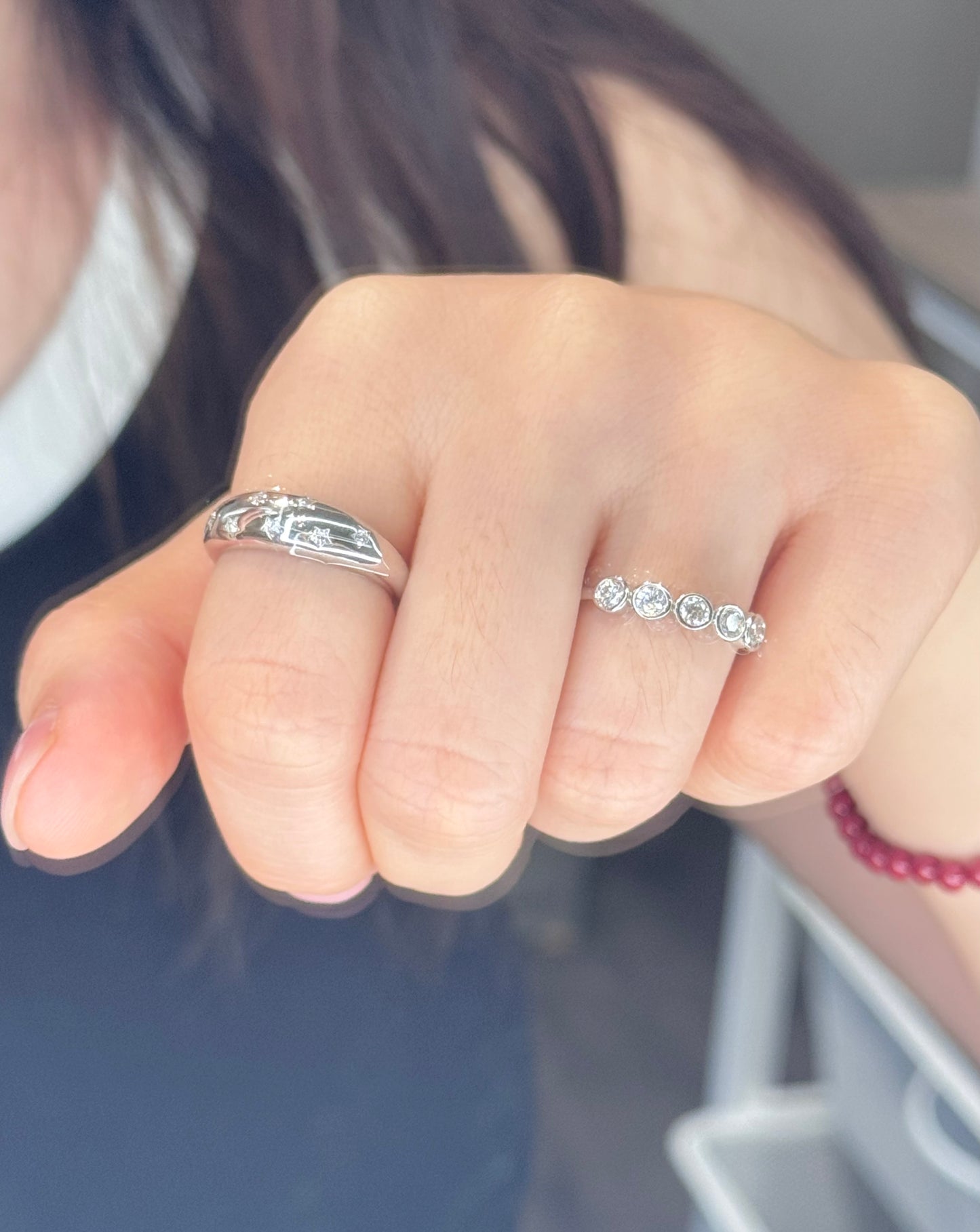 Five Bubbles Moissanite Ring