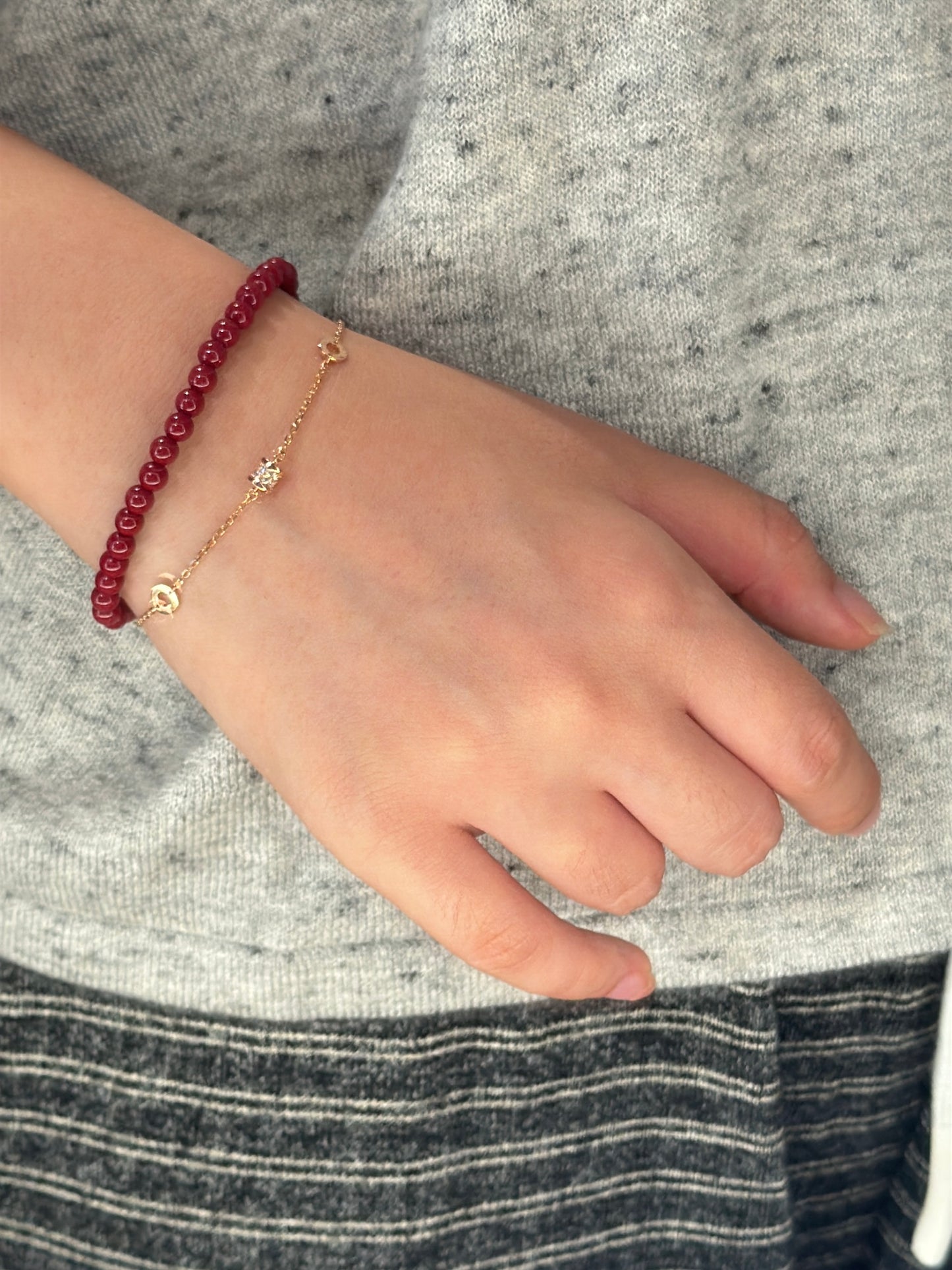 14K Solid Rose Gold Rolling Luck Bracelet