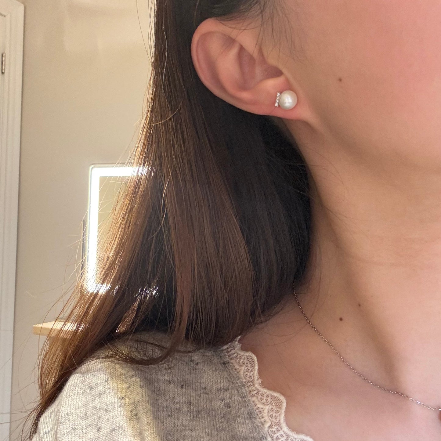 Balance Bar Natural Pearl Earrings