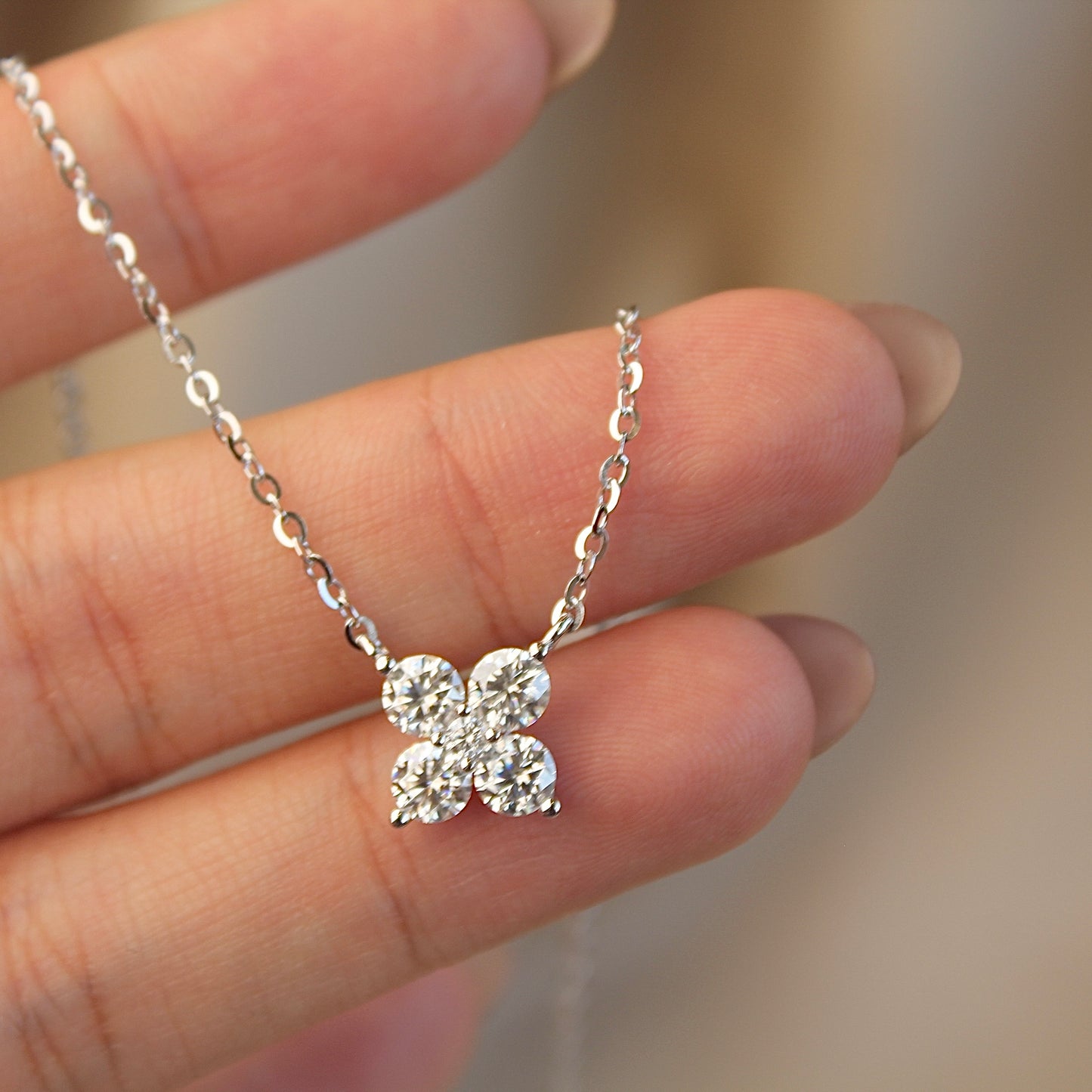 Sparkling Flower Moissanite Necklace, 1.26 Carat
