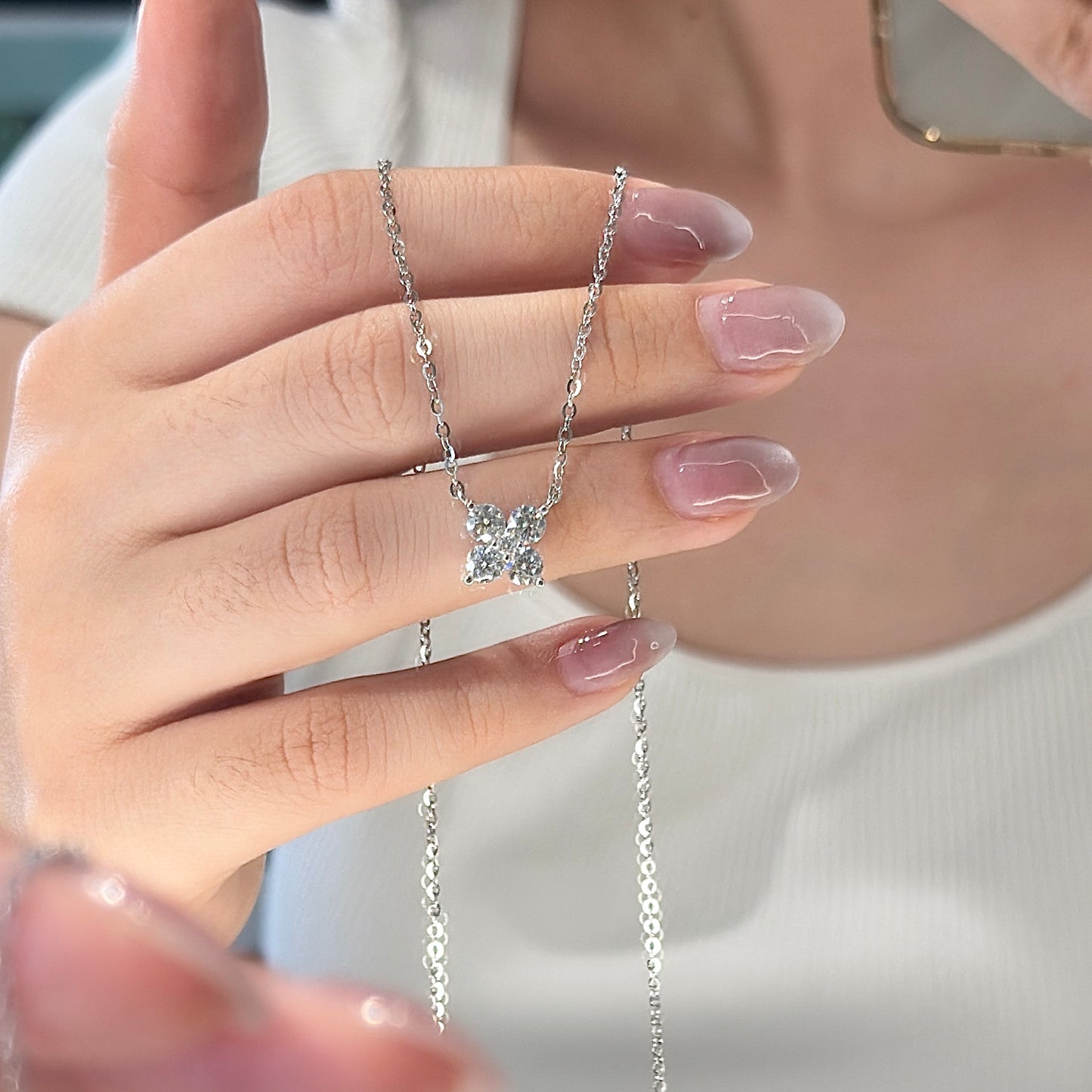 Sparkling Flower Moissanite Necklace, 1.26 Carat