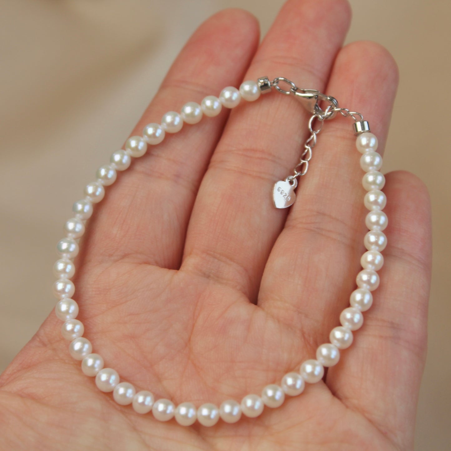 Natural Round Baby Pearl Bracelet, 3 to 4mm