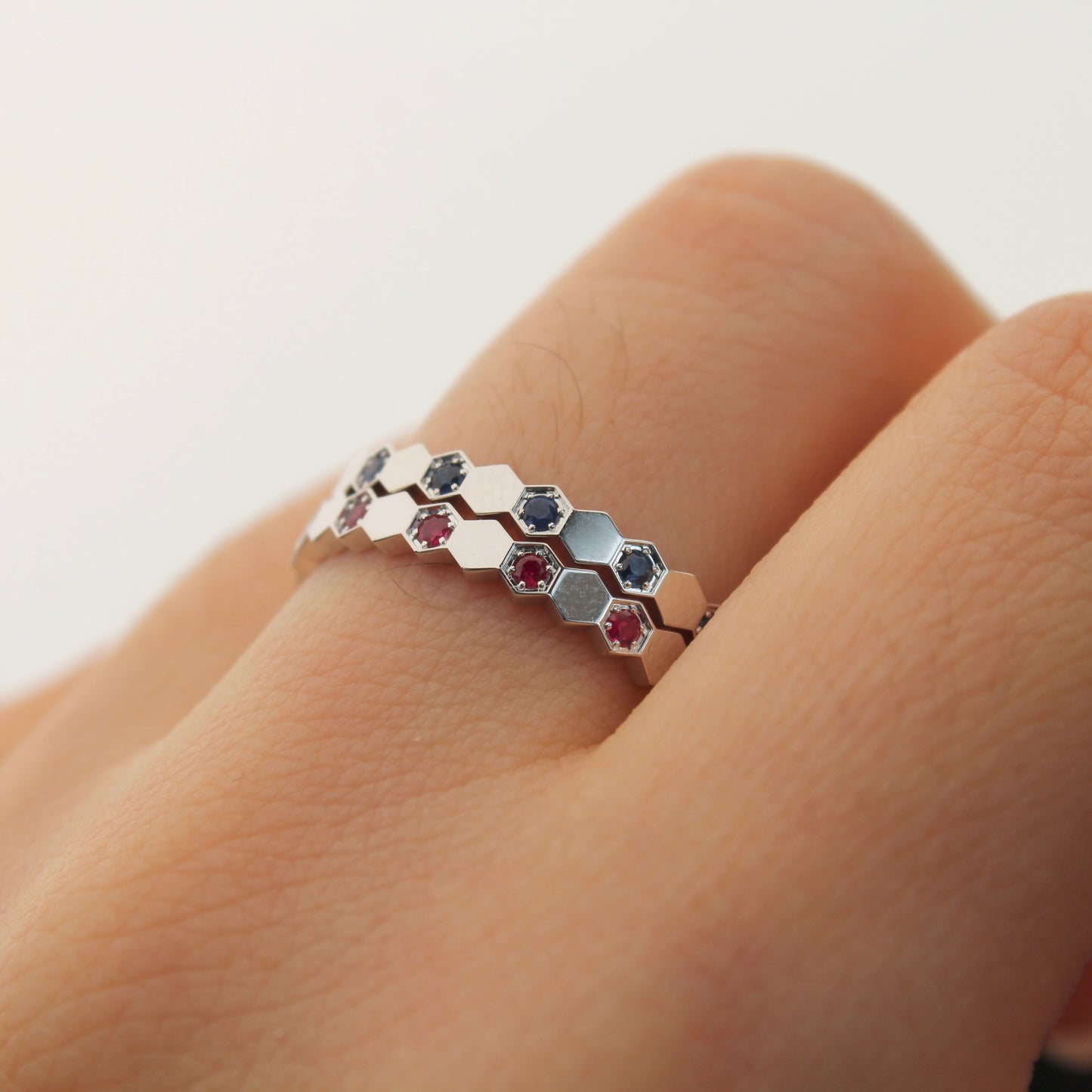 Honeycomb Natural Blue Sapphire Ring