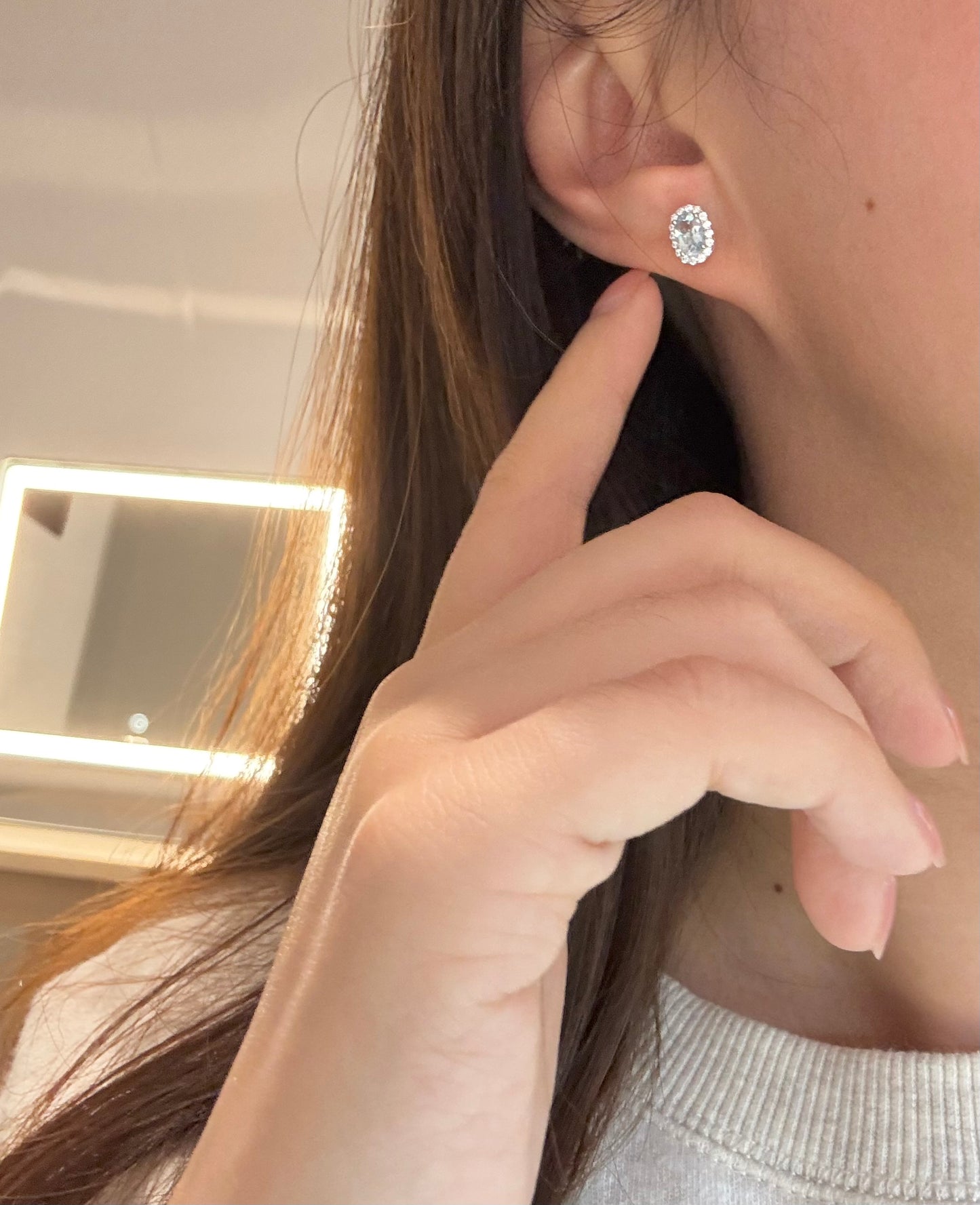 Oval Natural Aquamarine Earrings