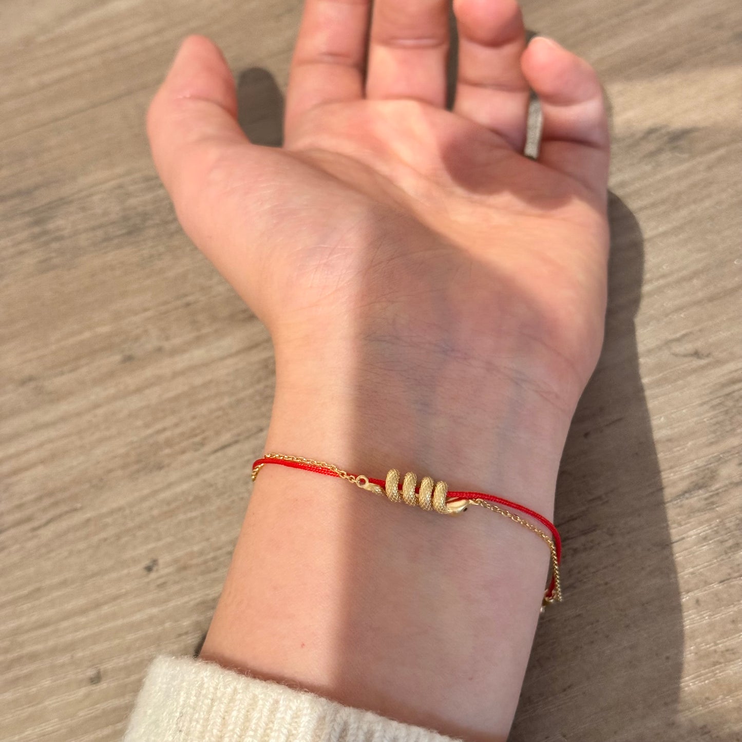 Rolling Snake Double Layer Red Bracelet