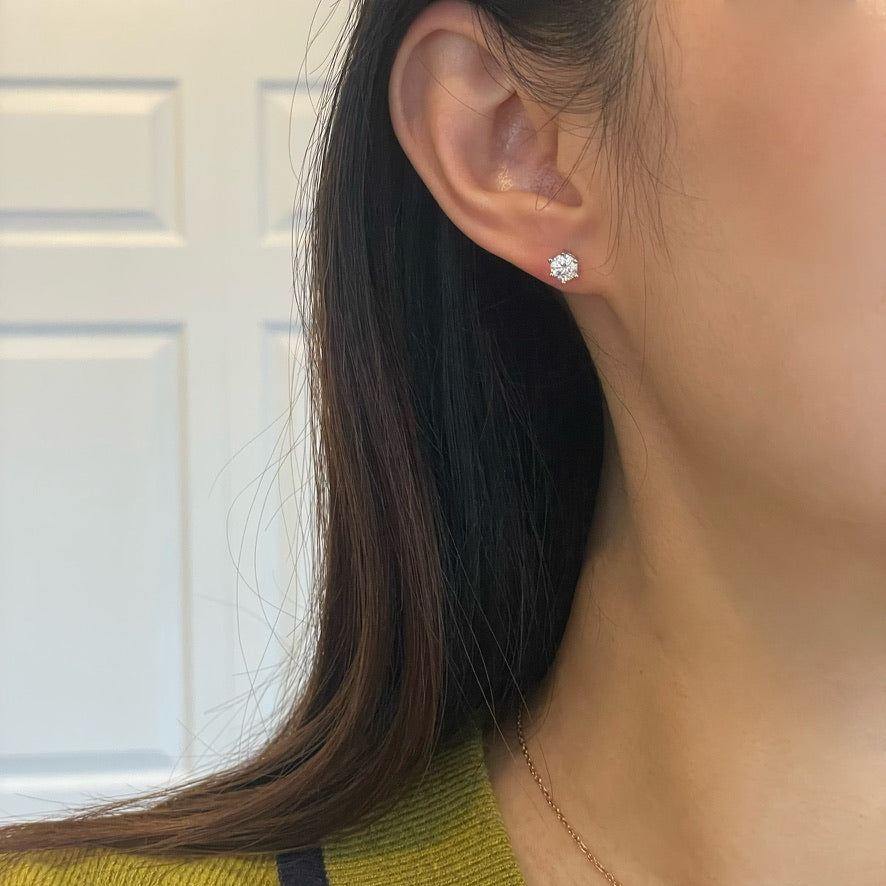 Classic Moissanite Diamond Stud Earrings, 0.5ct