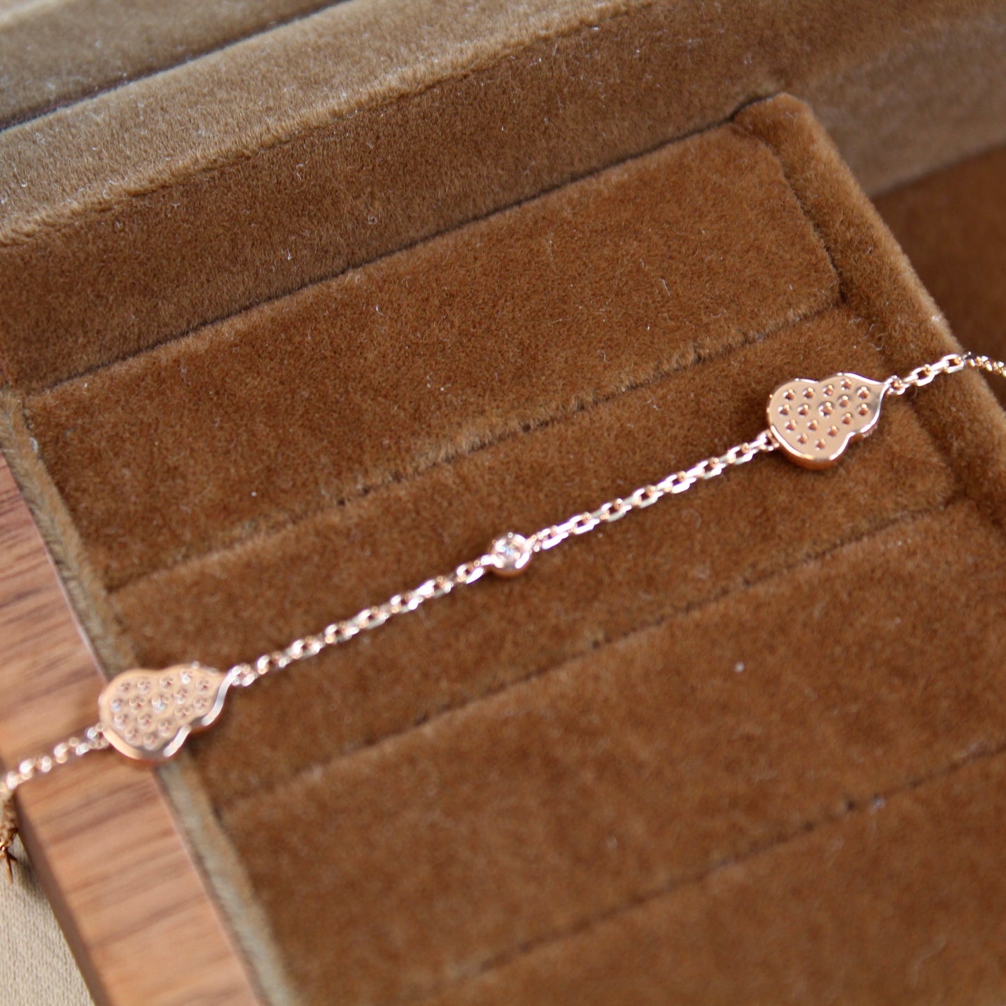 14K Solid Rose Gold Blessing Hulu Bracelet