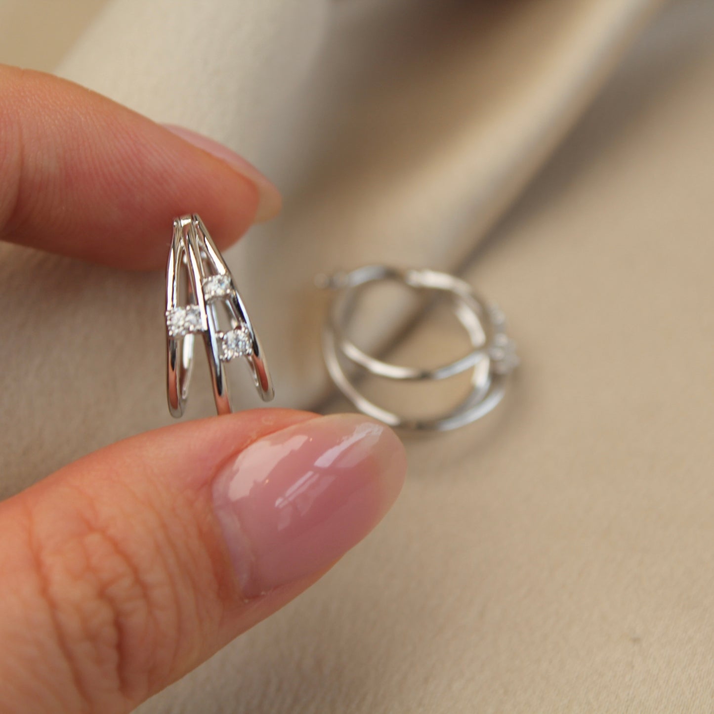 Triple Circle Moissanite Hoop Earrings