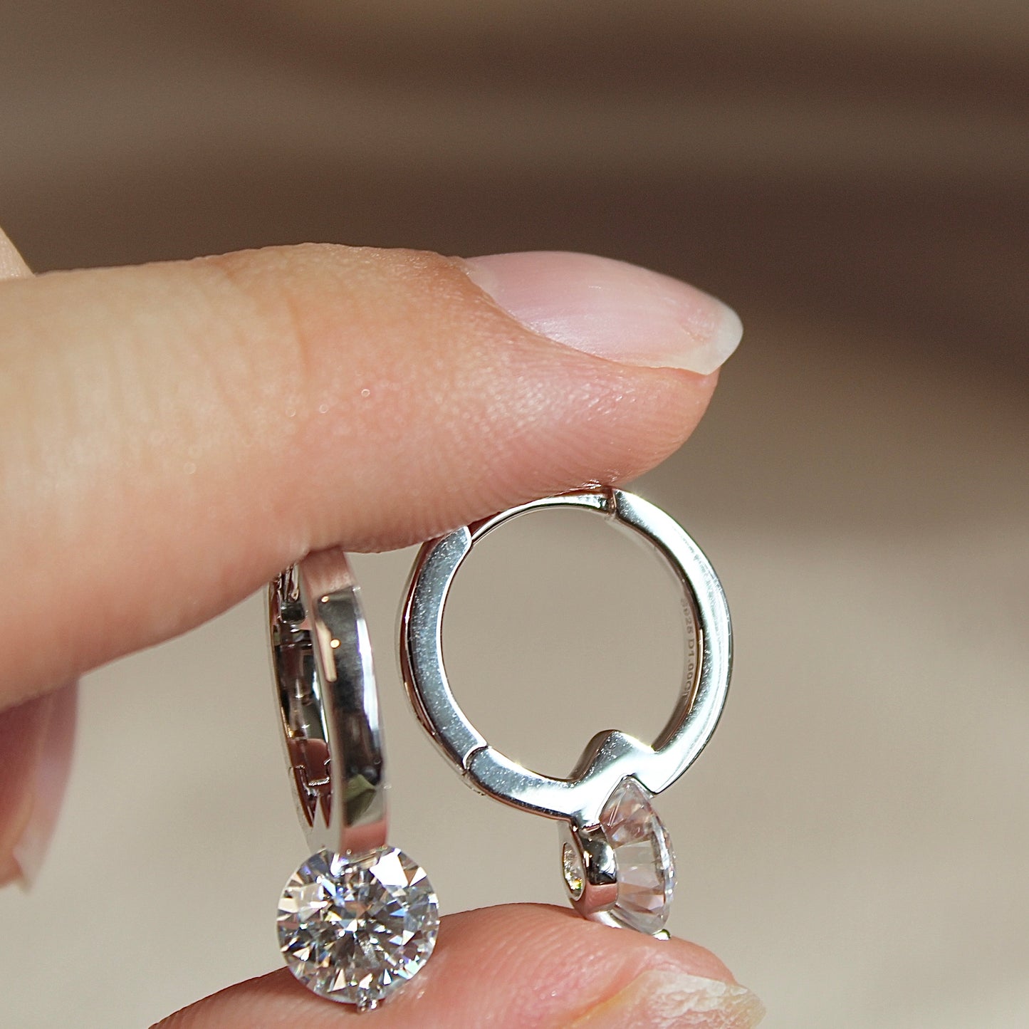 Floating Moissanite Hoop Earrings, 1 Carat