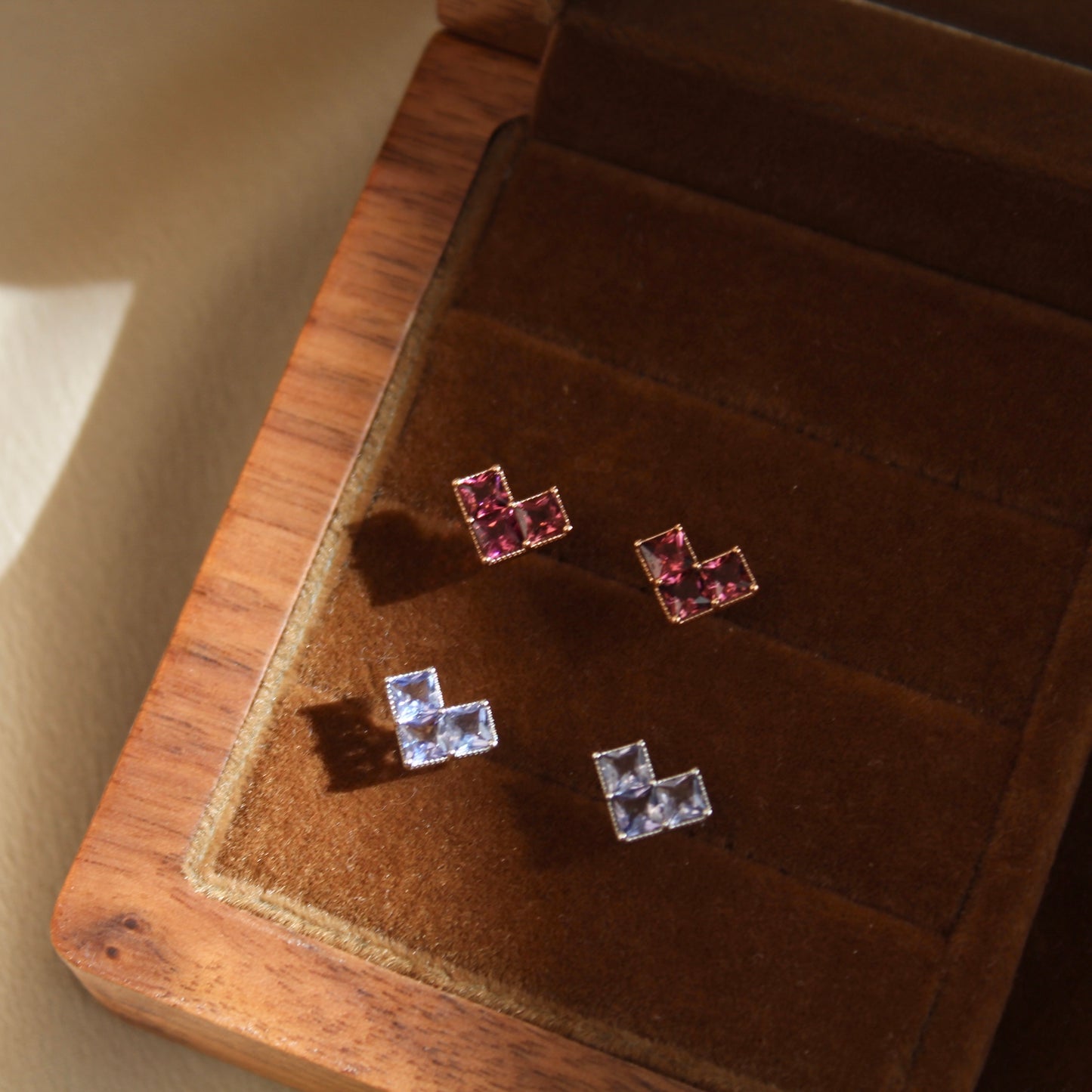 14K Solid Rose Gold Tourmaline Heart Earrings碧玺