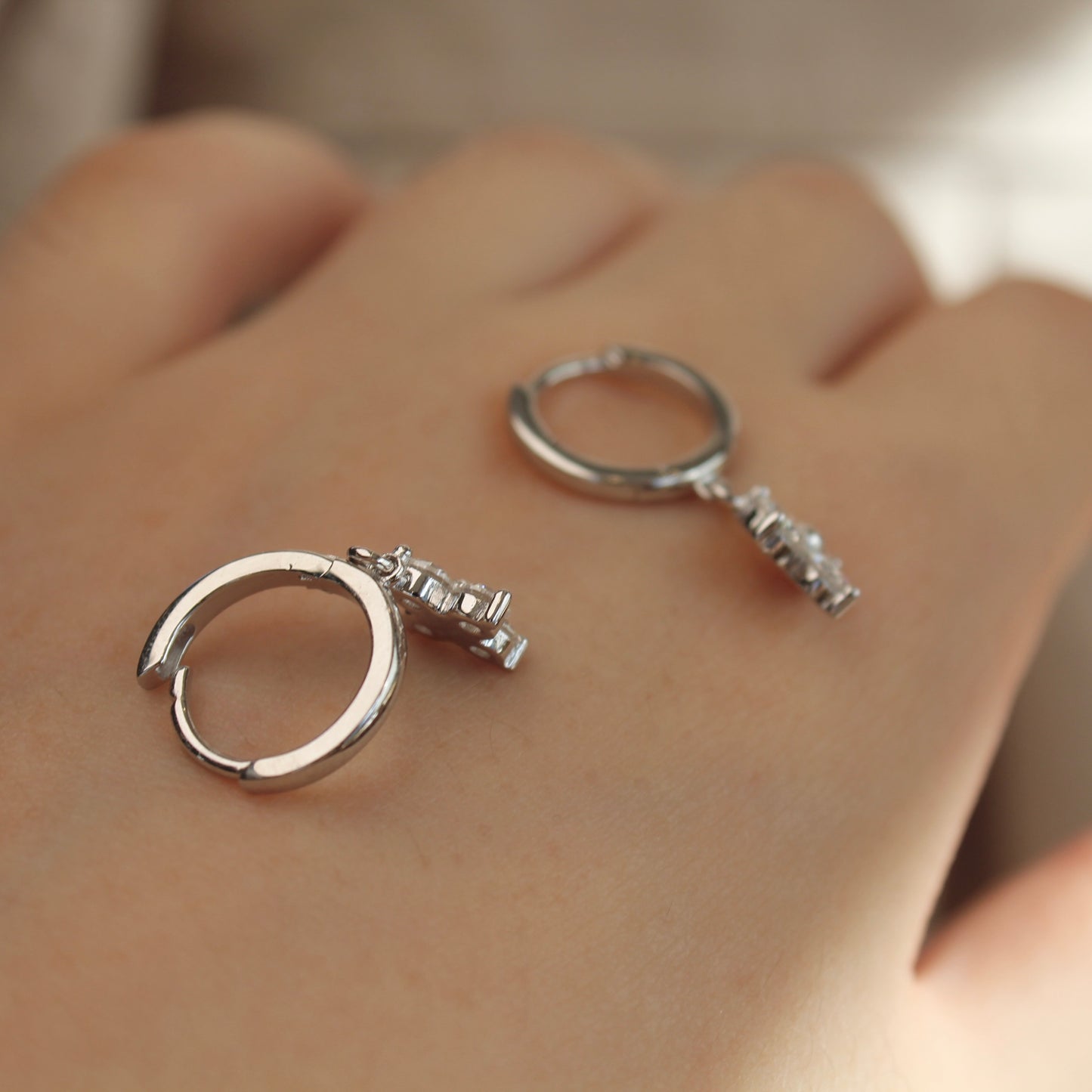 Lucky Clover Moissanite Hoop Earrings