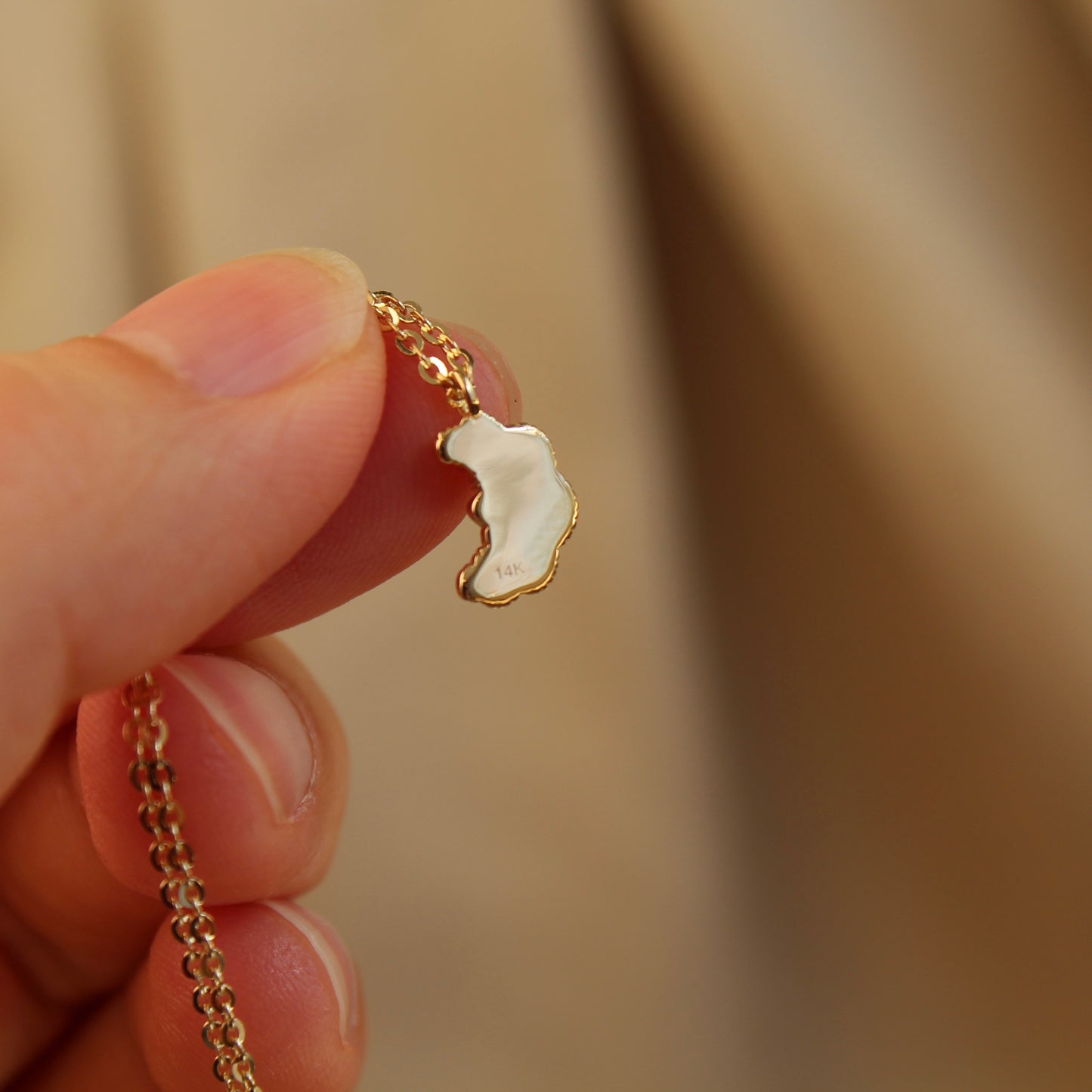 14K Solid Gold Croissant Necklace