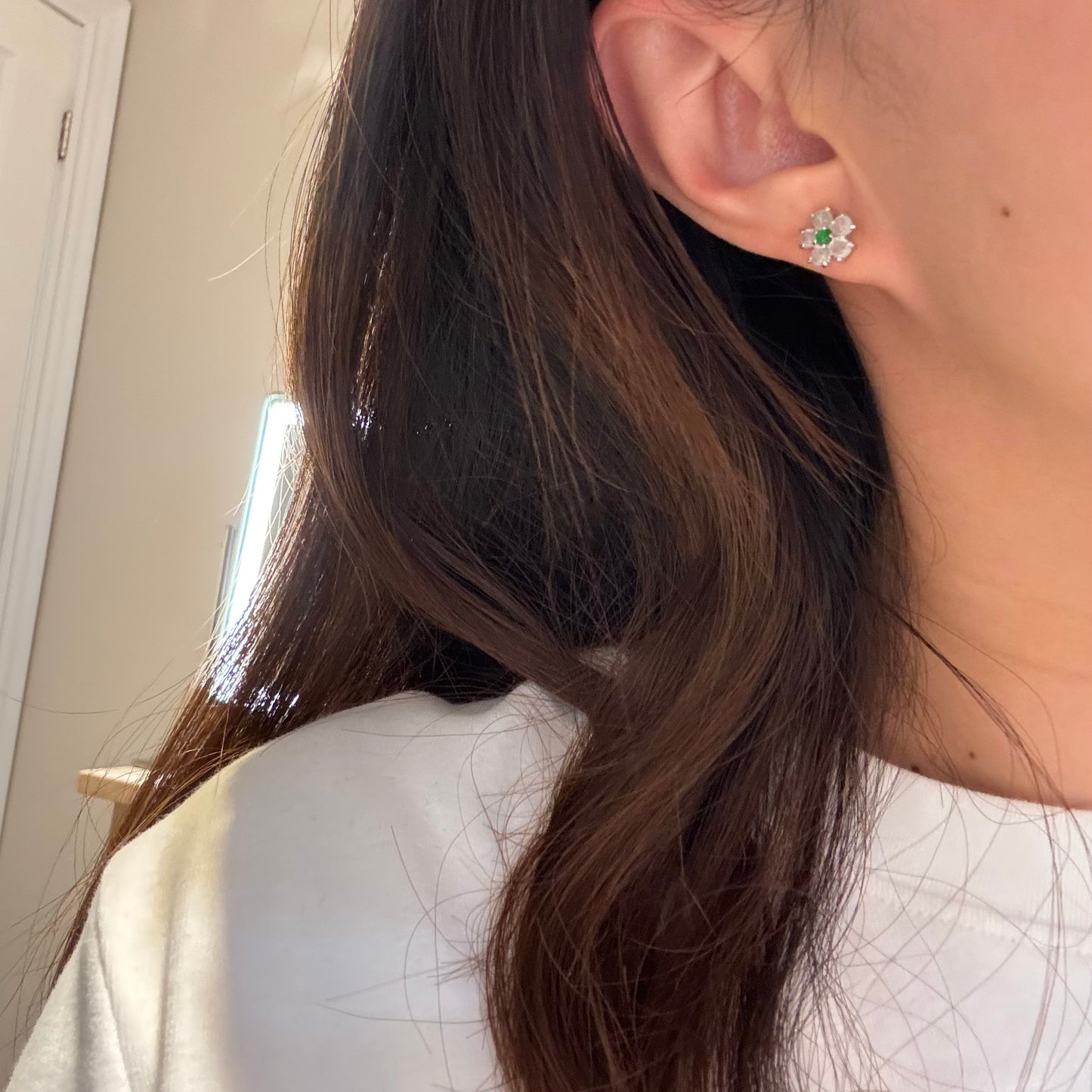 Flower Natural Jadeite Floral Earrings