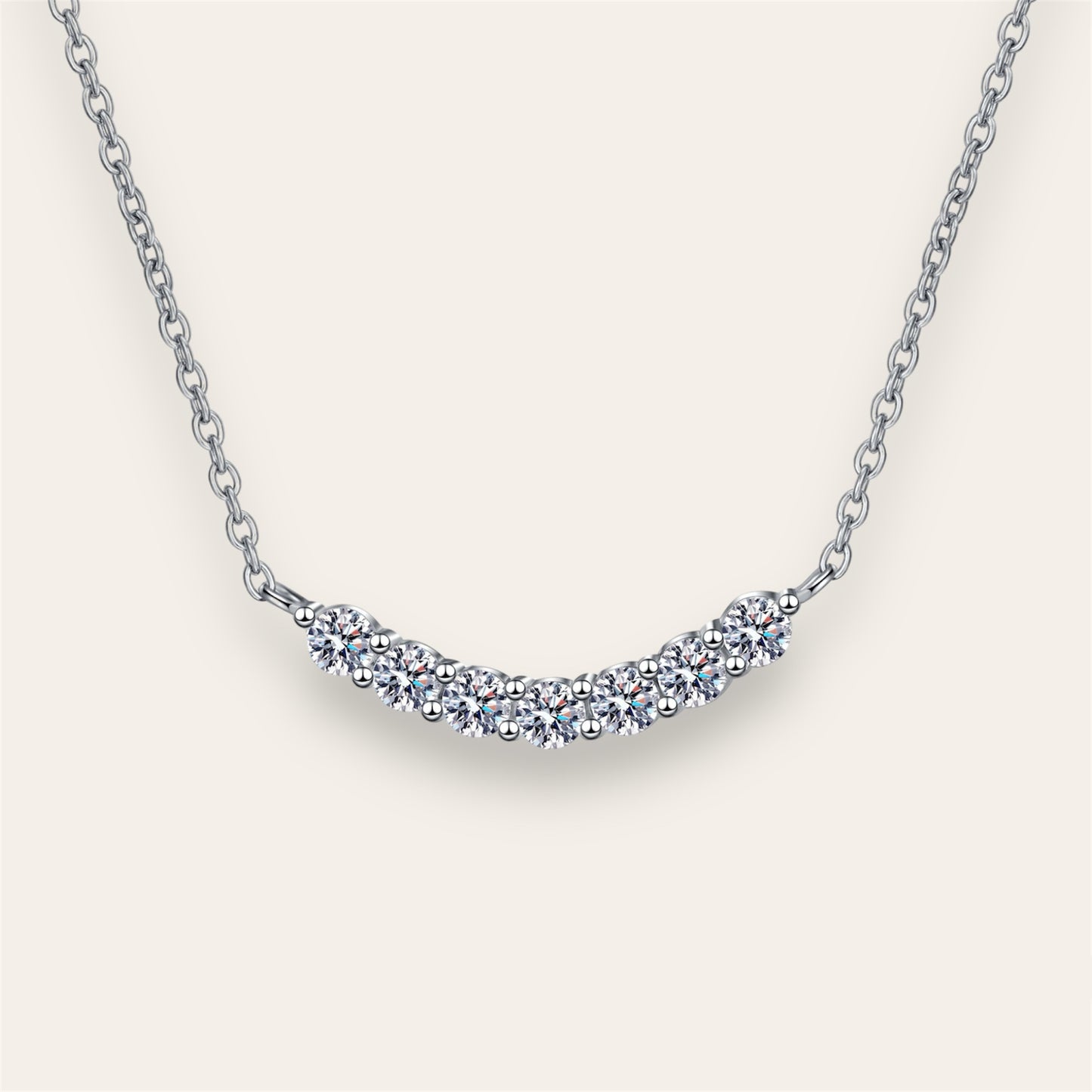 Full Smile Moissanite Necklace, Sterling Silver