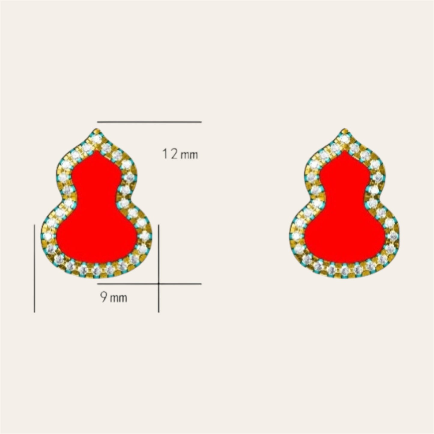 14K Solid Rose Gold Hulu Earrings, Medium Size
