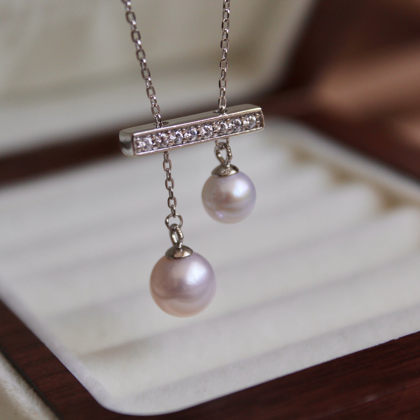 Perfect Round, Balance Bar Pearl Necklace