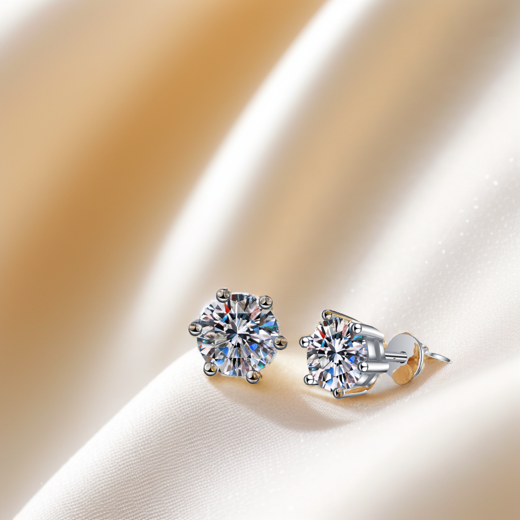 Classic Moissanite Diamond Stud Earrings, 0.5ct
