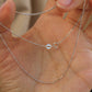 14K Solid White Gold Plain Chain Necklace闪珠链