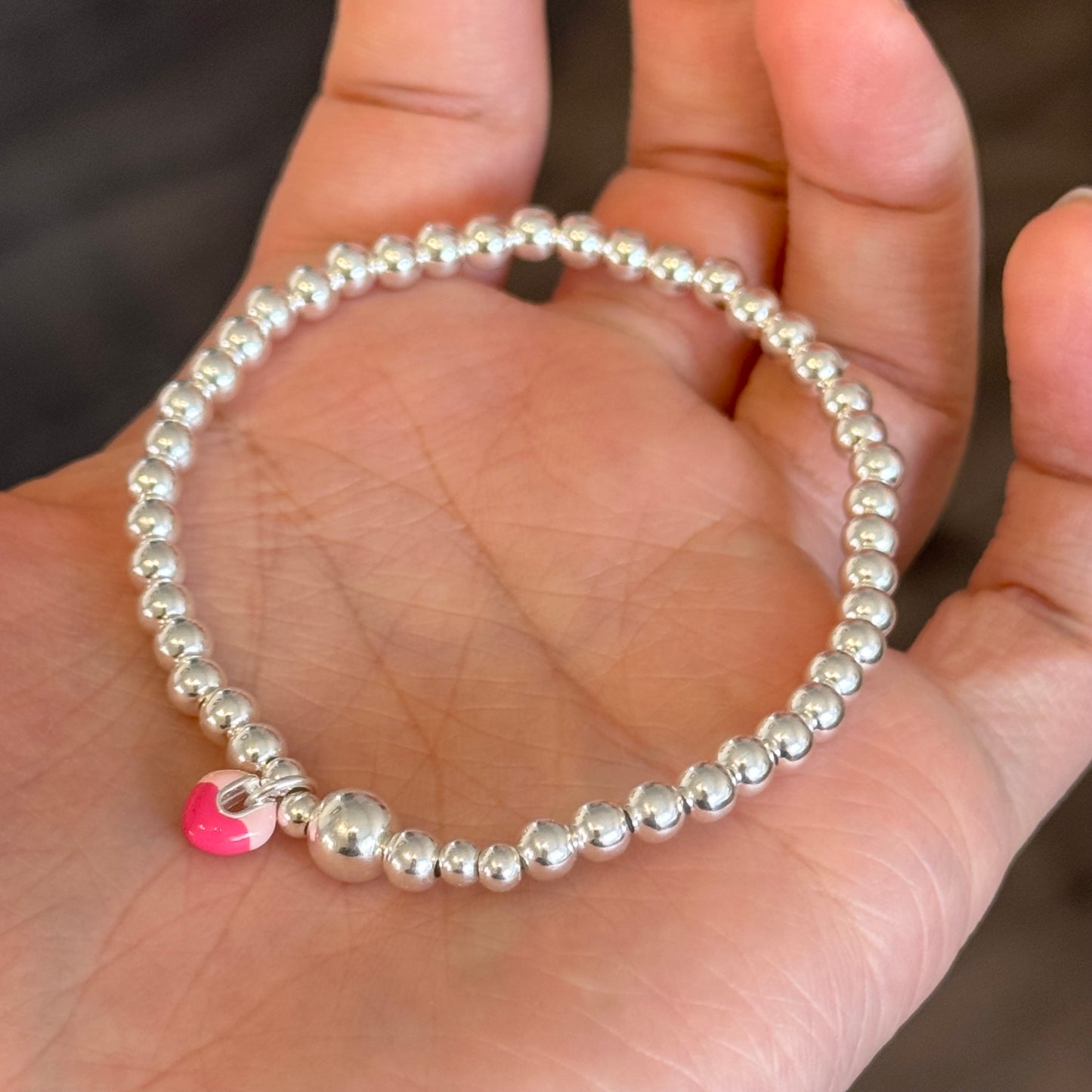 Cute Strawberry Silver Beads Bracelet