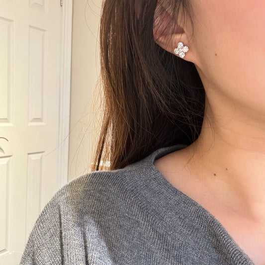 铂金Platinum PT950 Shiny Clover Earrings