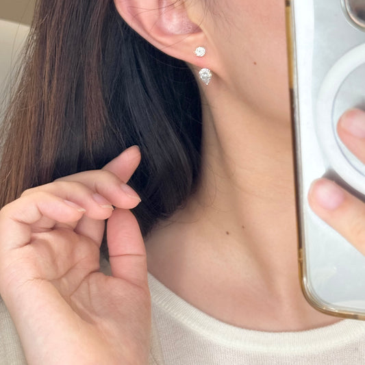 14K Solid White Gold Multi-Use Drop Earrings