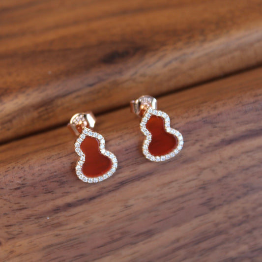 14K Solid Rose Gold Hulu Earrings, Medium Size