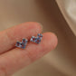 14K Solid White Gold Lolite Heart Earrings 堇青石