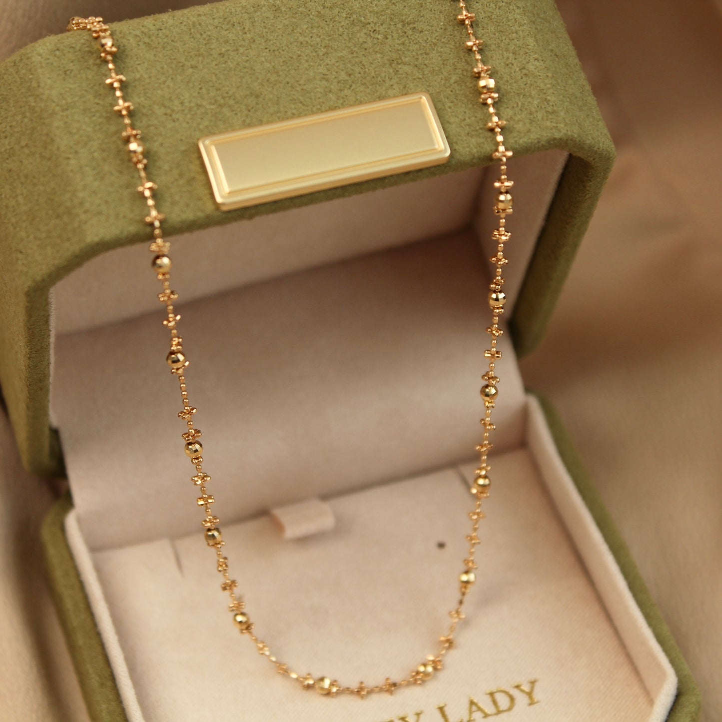 18K Solid Gold Fairy Plain Chain Necklace