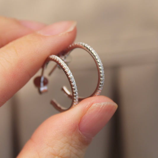 Classic C-Shape Moissanite Hoop Earrings,19mm