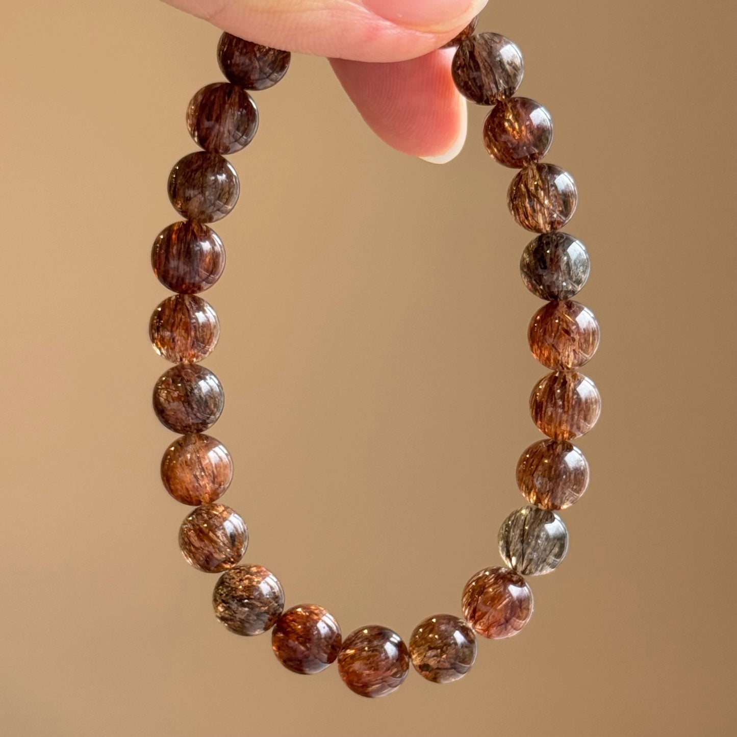满色黑金发晶 (黑金超) Black Gold Rutilated Quartz Bracelet