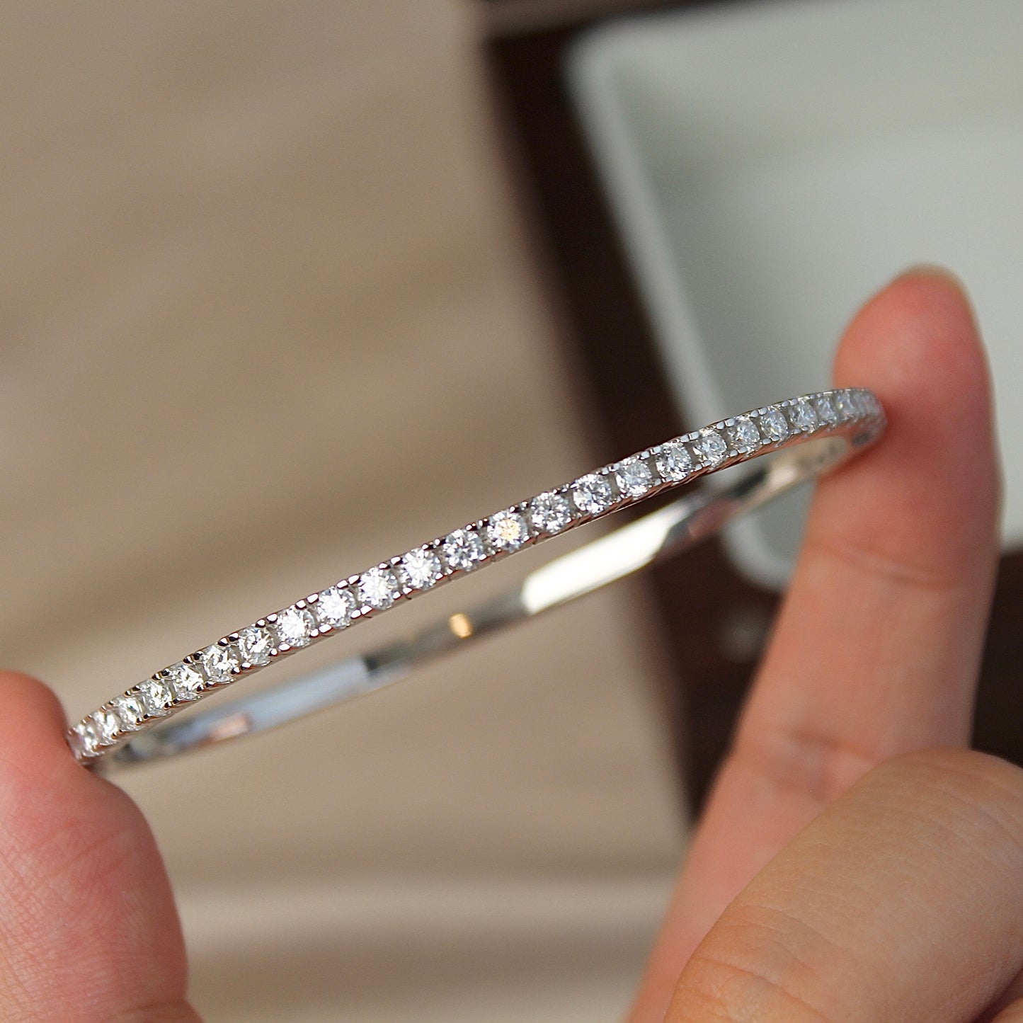 Half Moon Moissanite Bangle Bracelet, 1.68 carat