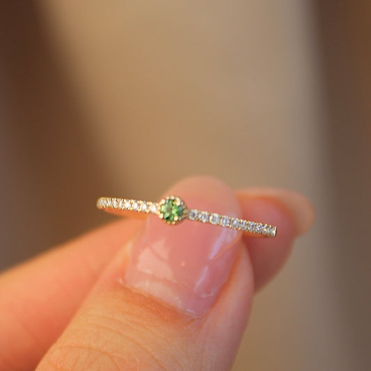 14K Solid Gold Natural Tsavorite Ring沙弗莱