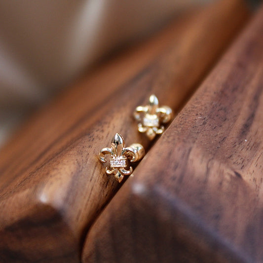 14K Solid Gold Iris Flower Earrings鸢尾花