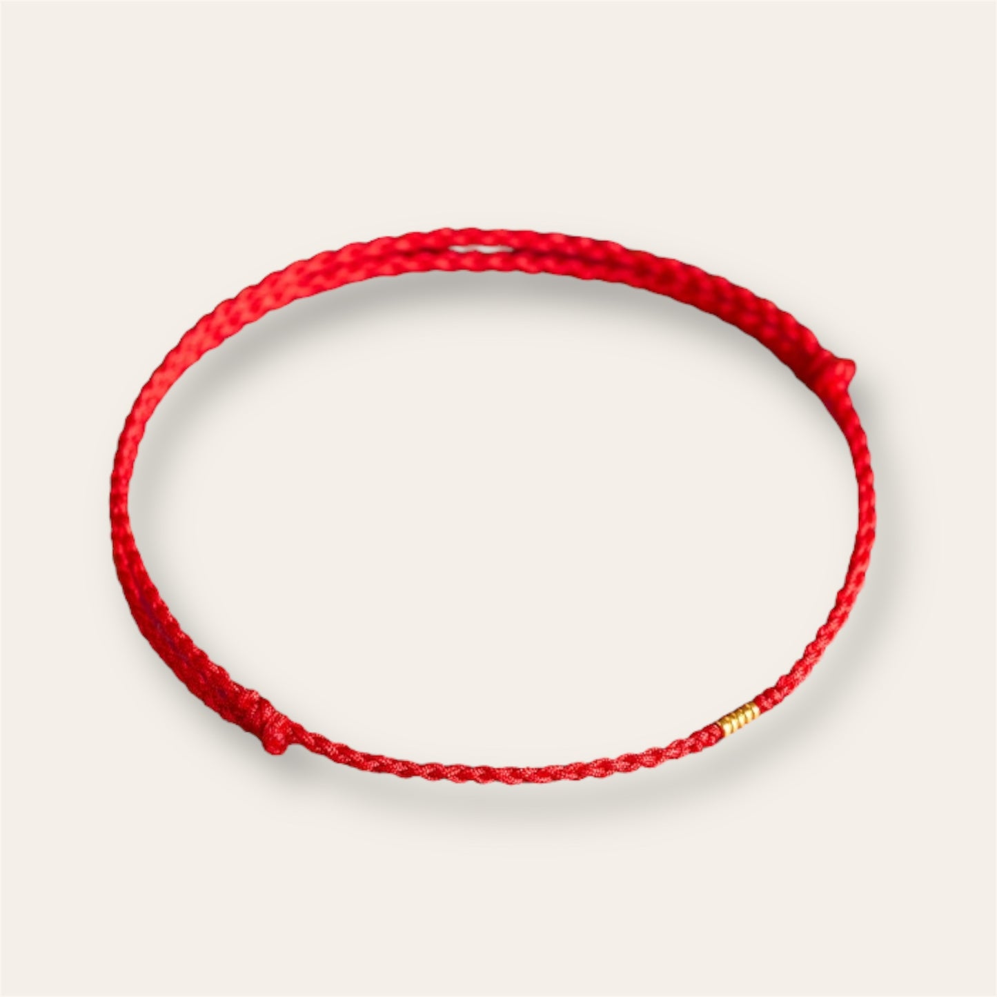 五路财神足金红绳Solid Gold Five Gods of Wealth Red Bracelet