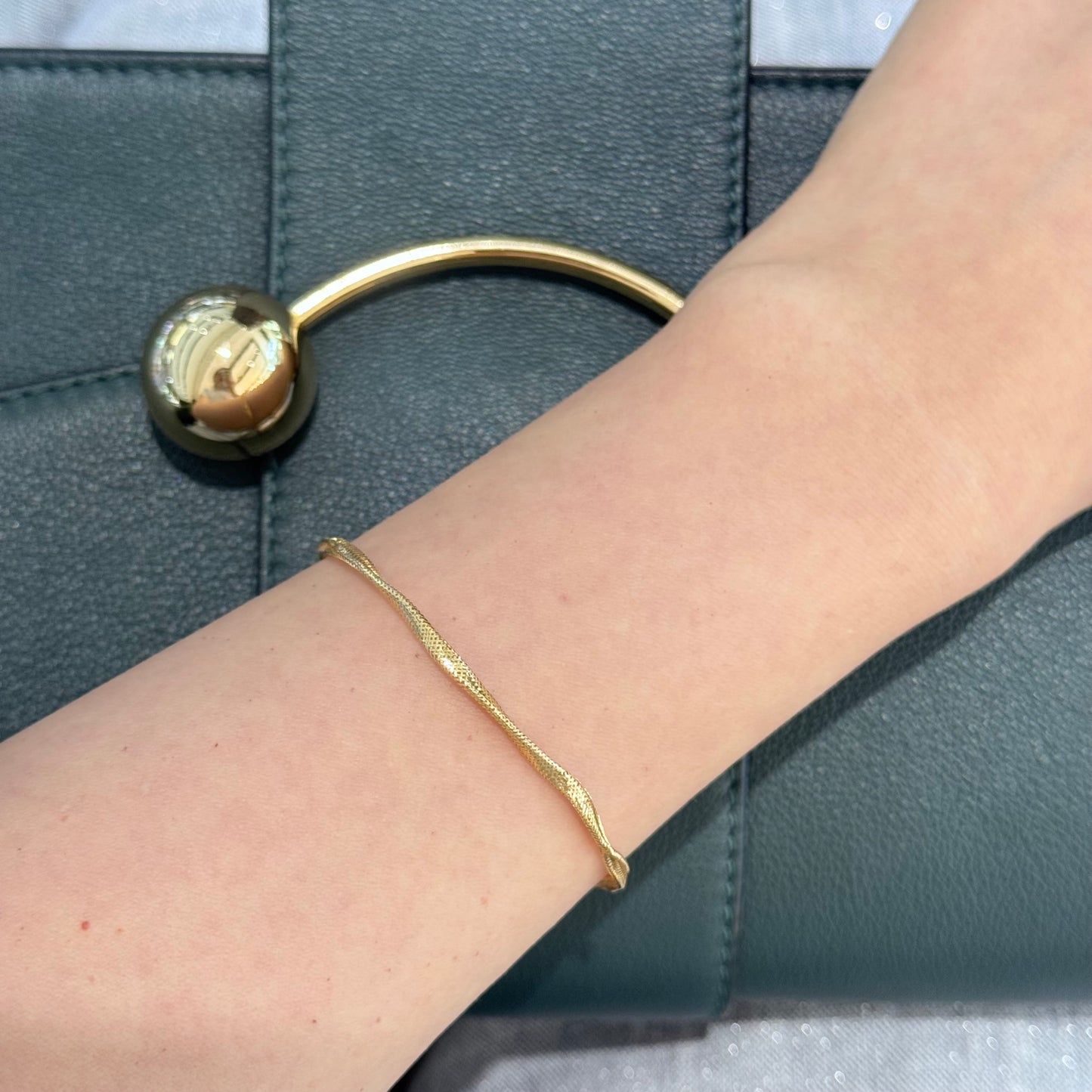 18K Solid Gold Wave Noodle Bracelet