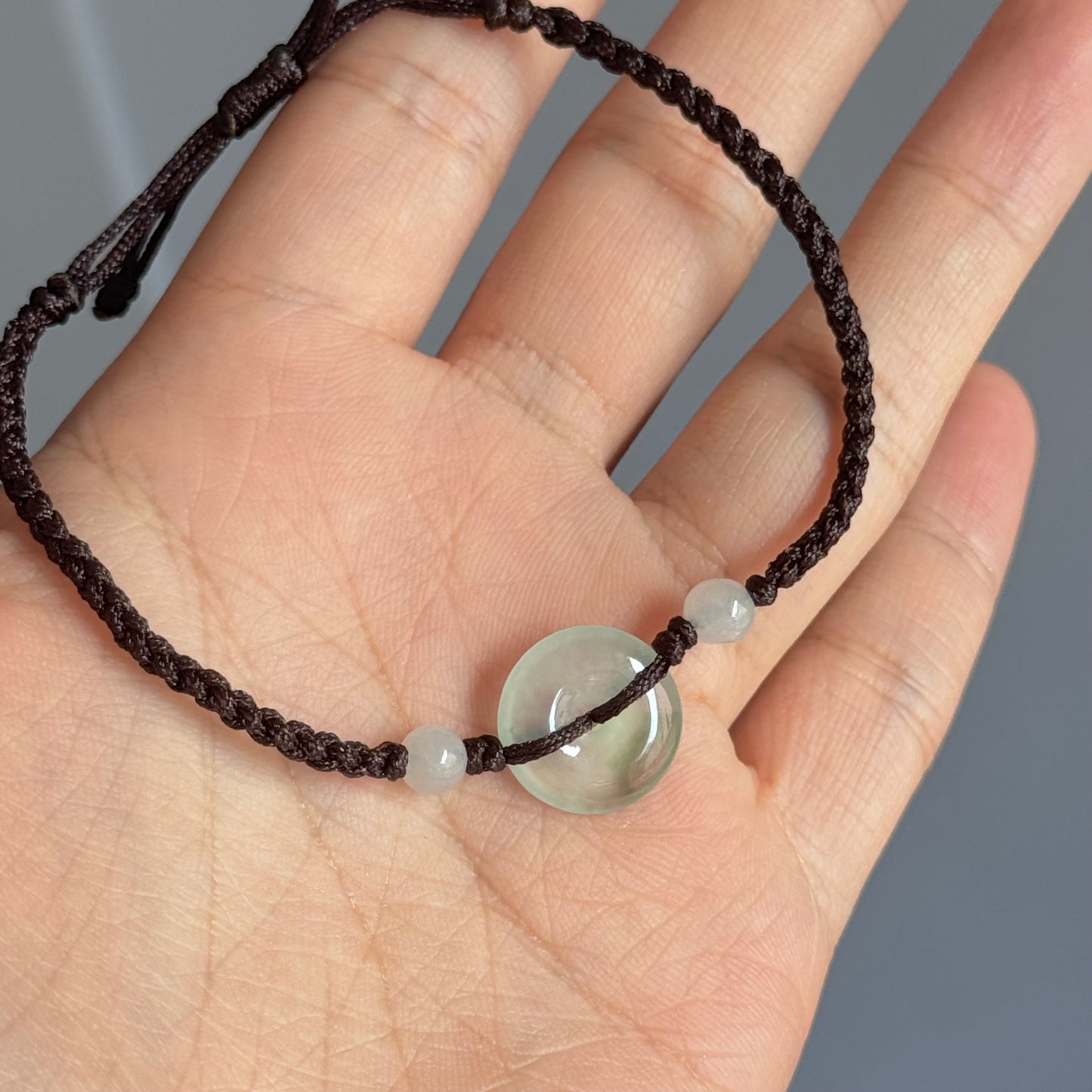 Handmade Natural Jadeite Peace Buckle Bracelet