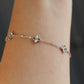14K Solid White Gold Clover Bracelet 双面车花工艺