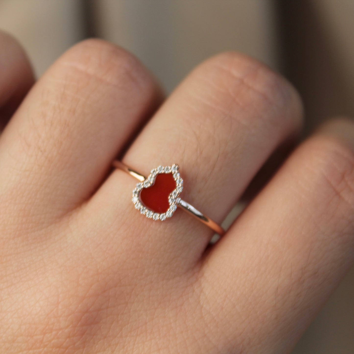 14K Solid Rose Gold Hulu Ring (Version 2)