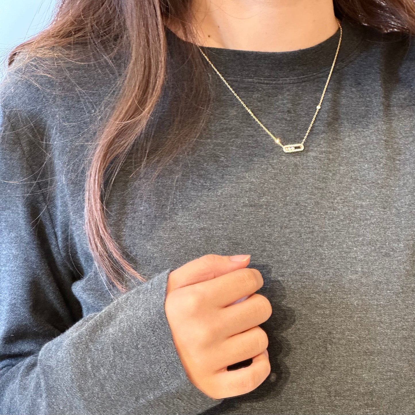 14K Solid Gold Dancing Stones Necklace