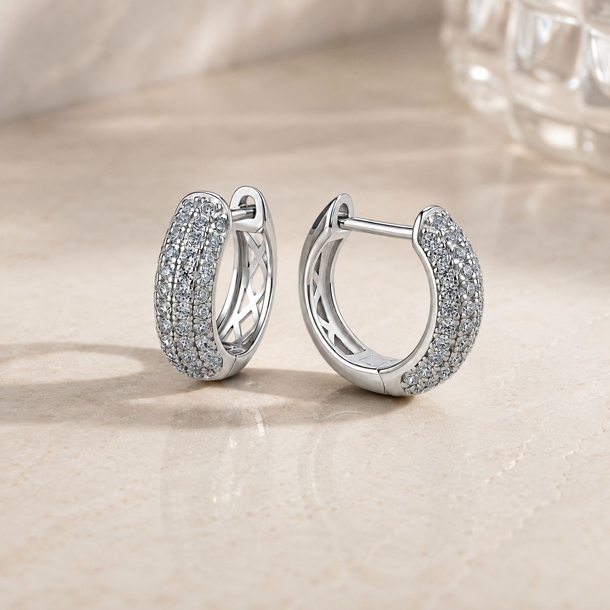 Shiny Moissanite Hoop Earrings