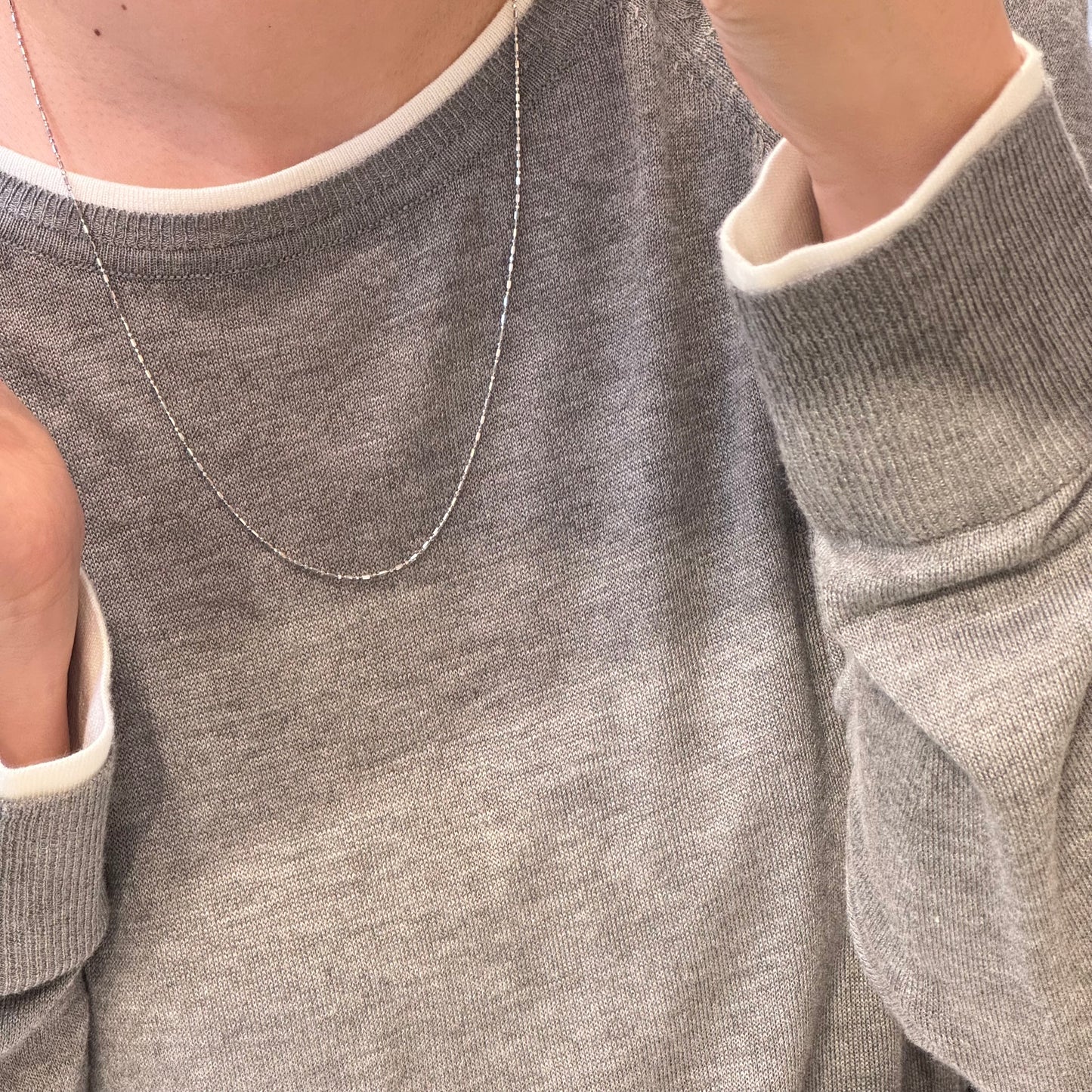 Sparkling Plain Chain Necklace, 60cm